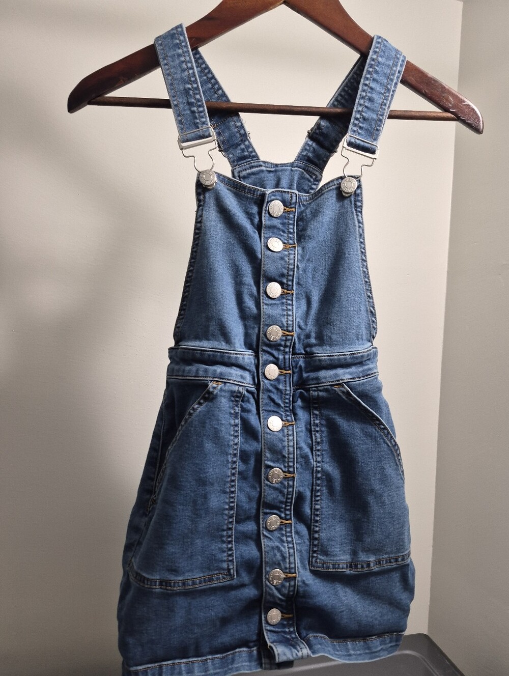Guess Blue Denim Button-Front Overall Dress